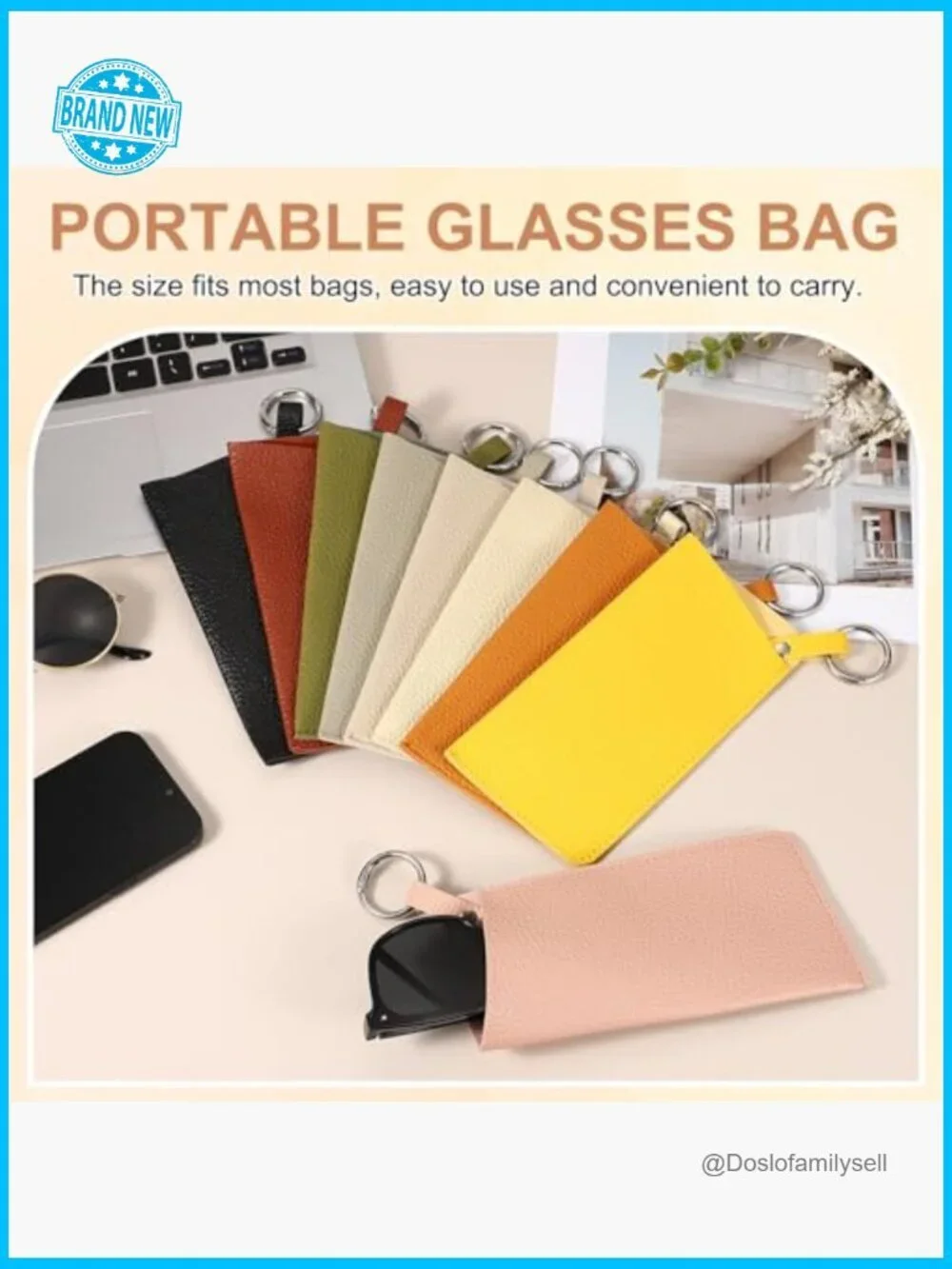 Leather Glasses Case Soft Slip-in Pouch Elegant Minimal Chic Portable Storage